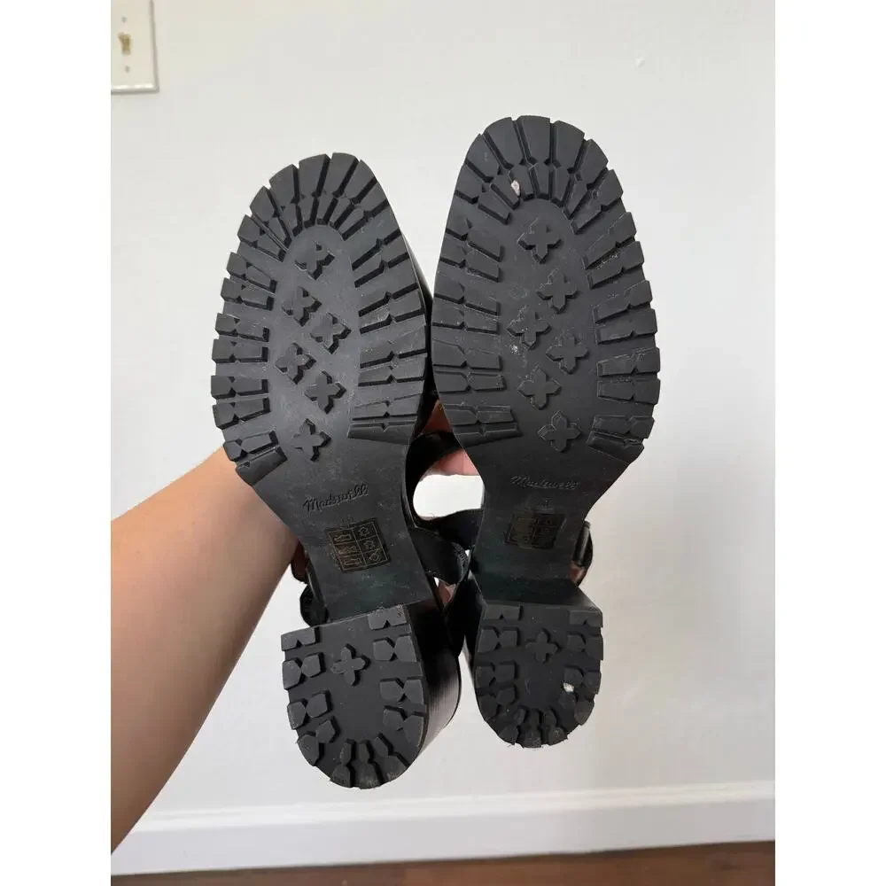 Madewell Claudie Heeled Lugsole Mary Janes Black Leather Sz 10 Preppy Casual